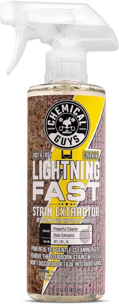 Lightning Fast Carpet and Upholstery Stain Extractor bottle with lightning bolt